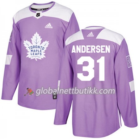 Toronto Maple Leafs Hockeydrakt Frederik Andersen 31 2017-2018 Purple Fights Cancer Practice Adidas Authentic - Herre